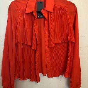 Nasty Gal bright red layered button down shirt